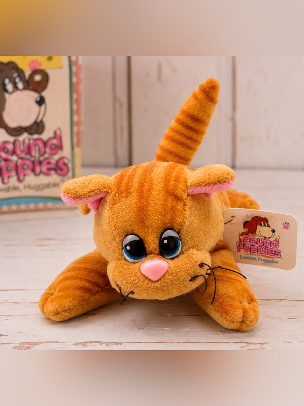Vintage Pound Puppies Kitten Striped Orange Cat‎ Plush Toy